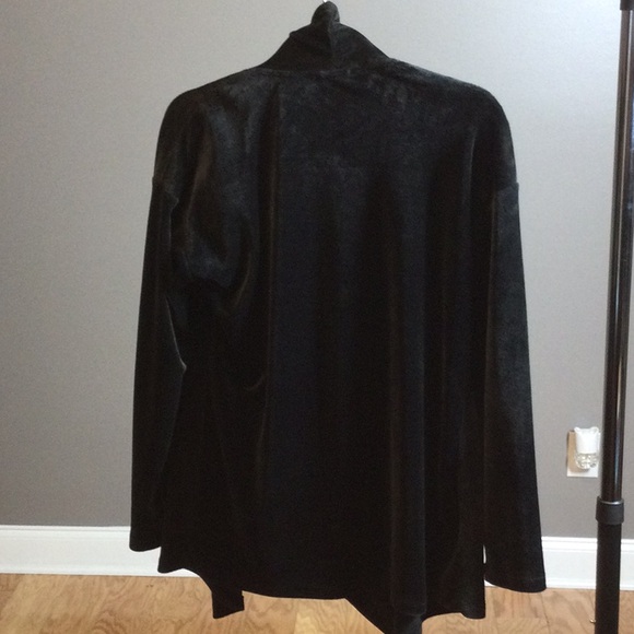 M Spring + Mercer black velvet stretch open front drape jacket - Picture 2 of 14